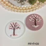 桜の木の花刺繍 ブローチ／ヘアゴム