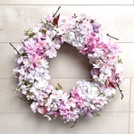 No.wreath-15301★桜のリース<大> 21-(2) 桜＆ラナンキュラス　43cm・アートフラワー/造花リース/大型リース