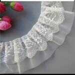 レース×チュール白色2段フリル☆ハンドメイド☆手芸☆材料