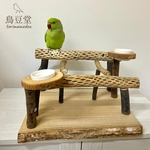 【torieslovebirds様専用】カクタスのスタンドパーチ（おやつ入れ付き）丸太テーブル