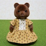 シルバニアファミリー　初期くま　お母さん 服　ワンピース　黄色系　シルバニア