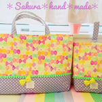 レッスンバッグ&シューズ袋セット＊リボン紫