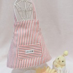 うさぎ♡おしゃれカフェエプロン♡ホワイト赤ストライプ♡