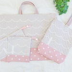 s様オーダー品  なみなみストライプ×ドット柄の１１点セット