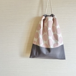  【受注製作】大きなドット ピンク×グレーのお着替え袋