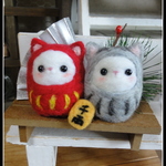 ＊お正月　２匹のねこだるまちゃん（大）　置物＊
