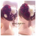 ☆髪飾り☆Uﾋﾟﾝ6点set大輪ﾀﾞﾘｱ☆ﾊﾟｰﾙｶﾞｰﾗﾝﾄﾞ、ﾀﾞﾌﾞﾙﾀｯｾﾙ☆ﾜｲﾝﾚｯﾄﾞ