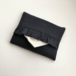 フリル ネイビー リネン ＊大人のポケットティッシュケース