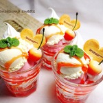 【W様ご依頼品】さくらんぼのグラスパフェ(メモスタンドに変更可)