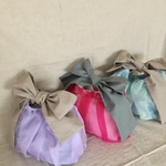 リボン結びbag   パールシフォン　パープル　ピンク　エメラルド