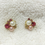 ローズピンク・パールビジューピアス