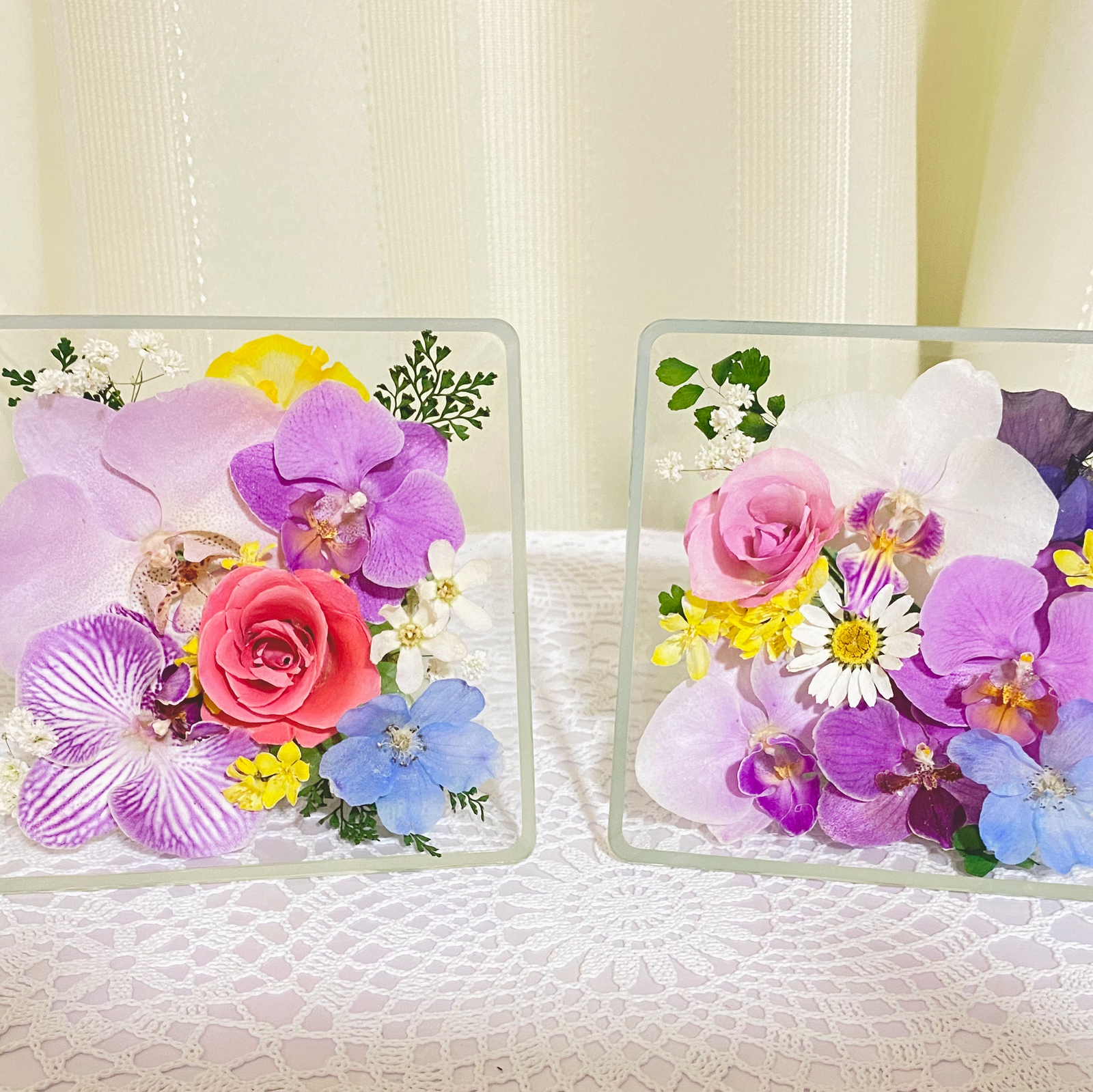 お花のハンドメイド2点 押し花 (51) ガーデン ドライフラワー 花材 レジン プリザーブド