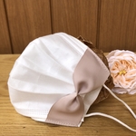  不織布マスクカバー　シングルガーゼ　薄手　リボン