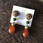 ヴィンテージボタン 七宝焼 イヤリング (orange)