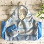 再販★新柄　ナイロンエコバッグ　あじさい(サックスブルー×ブルー) Mサイズ