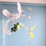 【beagle様専用 仲良しインコ】 2羽の鳥 モビール セキセイインコ ルチノー グレー 黄色 イエロー 灰色 北欧テイスト シンプル 幸せ運ぶ鳥さん  