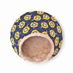 ハリちゃんのおやすみベッド（冬用極暖）  フラワー ネイビー×イエロー  / Hedgehog bed for winter "Super Warm"