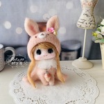 【momokan1234様専用ページ】うさぎ着ぐるみ女の子ドール ☆　ハンドメイド　羊毛フェルト ネザーランドドワーフ　ハンドメイド 姫系  バニー