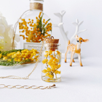 春を告げるミモザのガラスコルク瓶　spring   ネックレス    