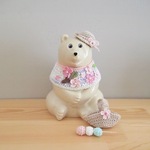 【たっぷり桜&三色団子】しろくま貯金箱用着せ替え 桜のお洋服セットA