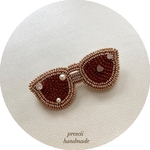 ビーズ刺繍ブローチ　Sunglasses (gold)