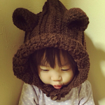 スヌード付きあったかクマさん帽子♡Mサイズ