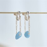 aquamarine swing chain earring：アクアマリン×フィガロチェーン　天然石ピアス・イヤリング　ブルーカラー