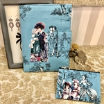 マルチ手帳ケース&コインケースの2点set (水色ドール柄)／母子手帳ケース（Sサイズ）/通帳ケース／お財布ポーチ／通帳と印鑑がセットにできるポーチ／お薬手帳ケース／手帳ポーチ／保険証入れ／診察券
