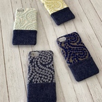 ネックレス刺繍ダンガリー　iPhoneケース
