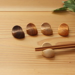 木の箸置き　『アウトレット品㉑』5個セット 豆形 ミニサイズ 木の種類いろいろ