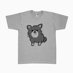 チワワ　警戒中　 Tシャツ（グレー）ブラックタン　犬