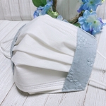 不織布マスクカバー ＊ コットン刺繍レース スモークライトブルー ＊不織布が見えるマスクカバー ＊送料無料＊