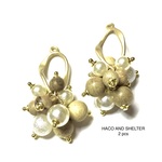 ２pcs★wood+pearl tassel charm（ウッド タッセルチャーム）