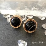 14kgf＊ストライプオニキスの大きな一粒ピアス【送料無料】 