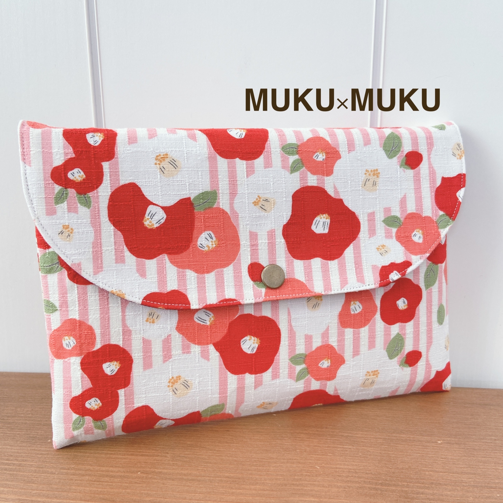 縞椿☆桃☆御朱印帳ケース☆御朱印帳入れ☆1冊用☆マルチケース