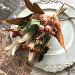 ドライフラワーのミニブーケ　スワッグ　オレンジバラアンティーク②