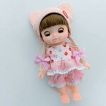 メルちゃんサイズ　ピンク水玉パンツ　苺　三つ編み付き帽子　コーデ4点セット　服　ソランちゃん　レミンちゃん