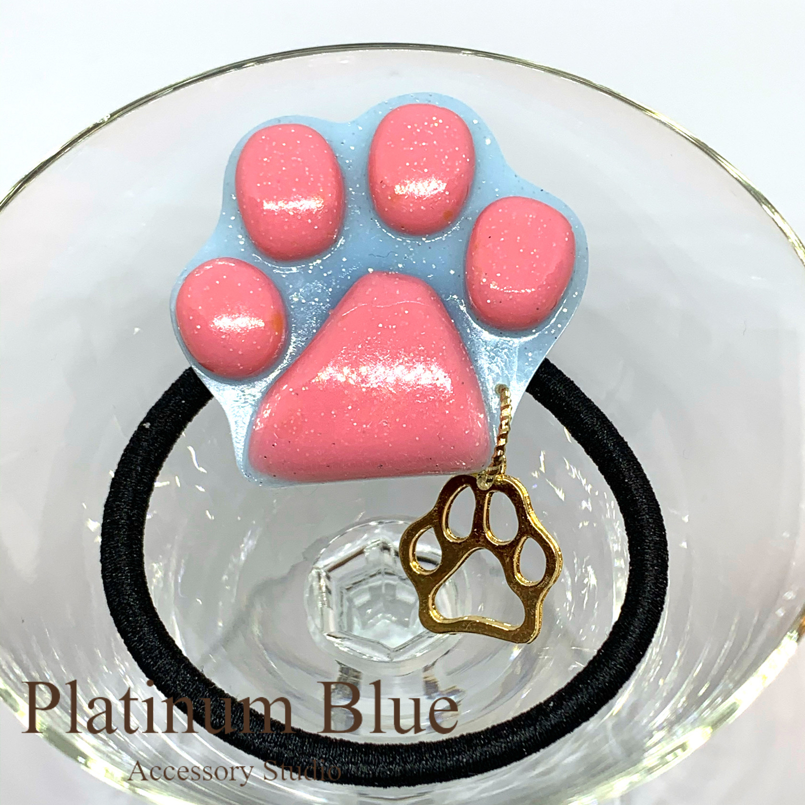 肉球フラワーブルー系レジンヘアゴム 肉球フラワーブルー系レジンヘアゴム