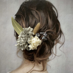《再販》ドライフラワー ヘッドパーツ 髪飾り ヘアアクセサリー 卒業式 和装 ブライダル グレー ユーカリ 白 ブルーベリー