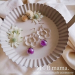 【 再販3 】クリアフラワー×ドライフラワー ガラスドーム✳︎ピアス / イヤリング / 樹脂ノンホールピアス  - 春のお出かけに 𖥧𖤣. 𖡼 -