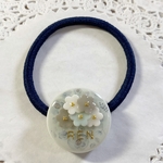 名前入り！ Blue flower patternヘアゴム