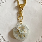 名前入り！ Blue flower patternキーホルダー