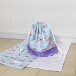 メリーゴーランド（パープルオーガンジー）🌸（40×60）ランチョンマット・給食袋の２点セット☆女の子・入園入学セット・給食セット・こっぷ袋