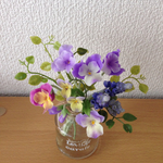 樹脂粘土●パンジーとムスカリ ガラス●