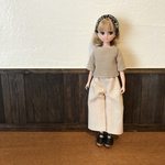 リカちゃん服　綿麻トップスとパンツのセット