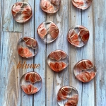 🆕【ビーズ】square nuance flower beads. #Tea BR
