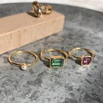 ３rings　重ね付けリング (グリーン＆ピンク)
