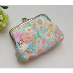 【花猫】刺繍コンパクトがま口（ターコイズグリーン）