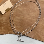 【再販】705.マンテル使用🙆‍♀️重ね付け風チェーンネックレス⛓lensa