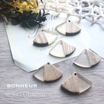 【送料無料】ハーフデザイン  ウッド×アクリル  チャーム  2pcs